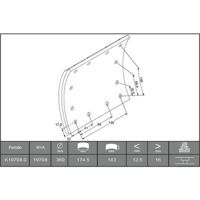 JEU GARNITURES FREIN A TAMBOUR FERODO 180MM STD DI